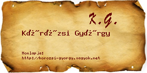 Körözsi György névjegykártya